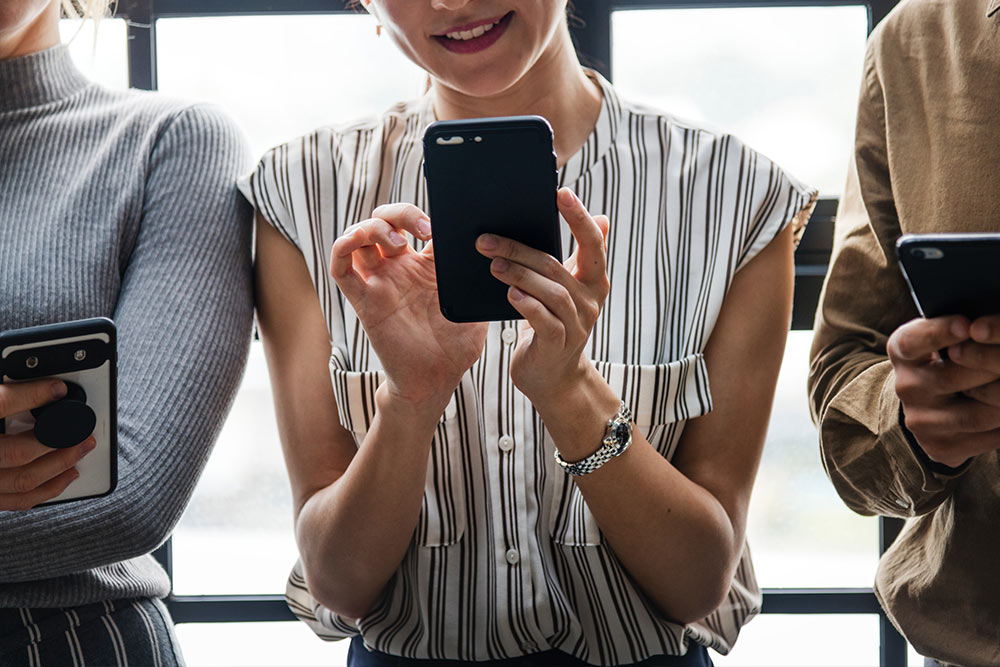 woman using a mobile device at an event